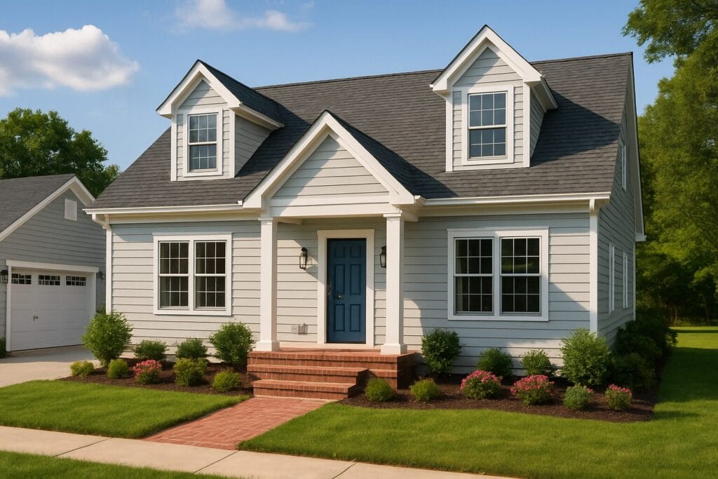 Newly constructed Cape Cod home showcasing the new home construction process